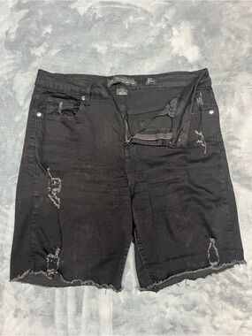 Women’s Black Distressed Denim Jean Shorts